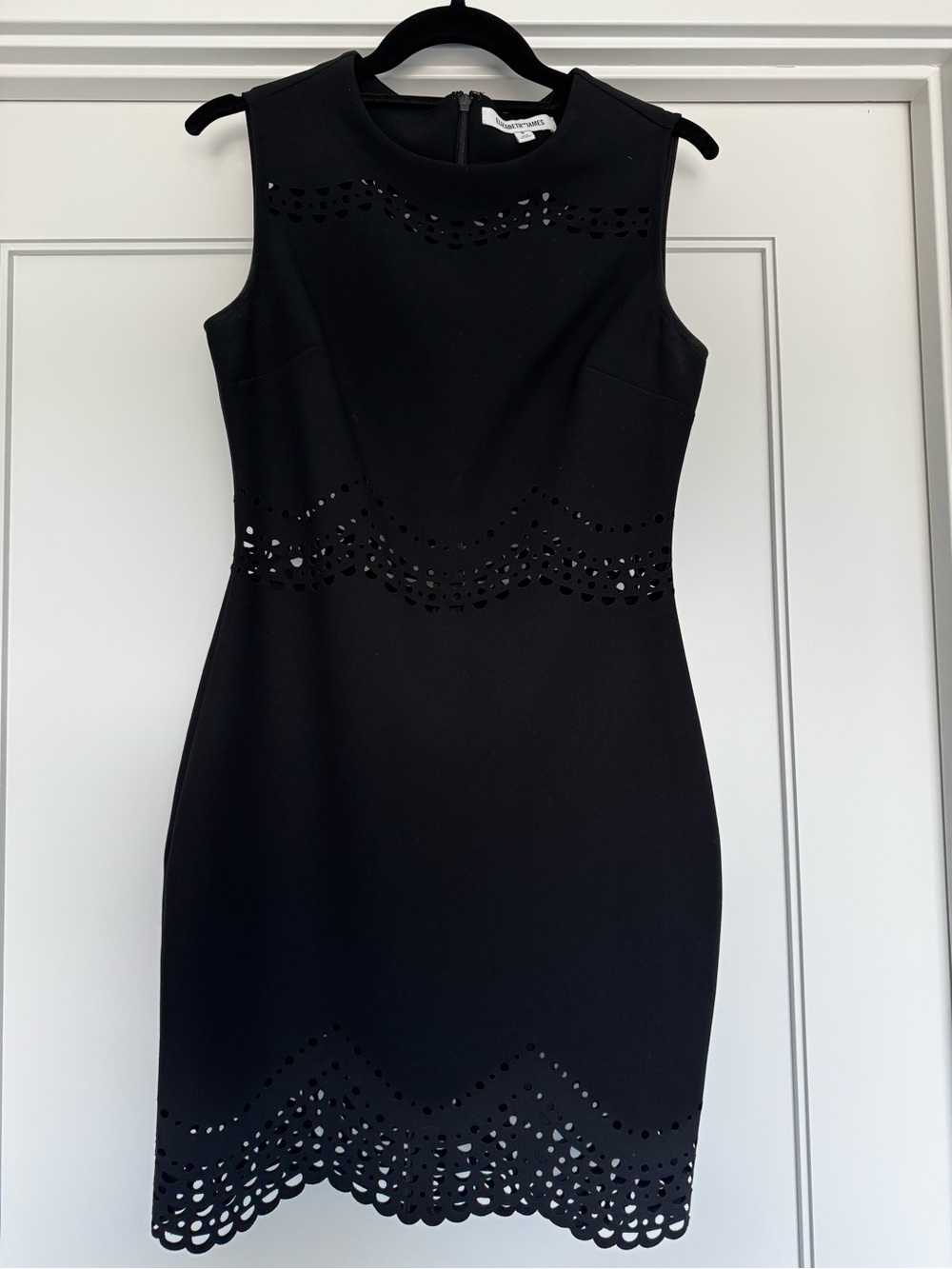 Elizabeth and James Black Sleeveless Laser-Cut Mini Dress